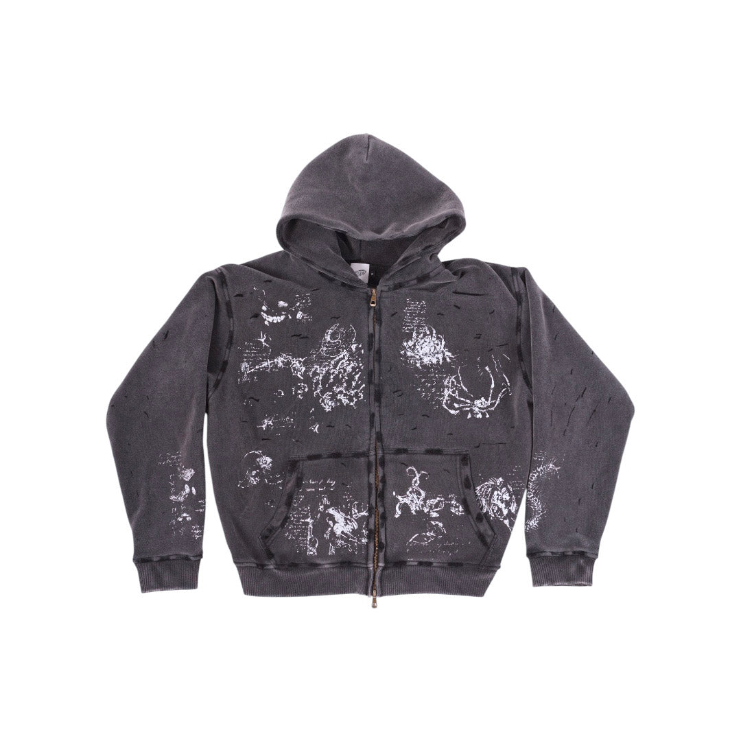DÉPRIMÉ TOKYO GHOUL DISTRESSED ZIP-UP HOODIE